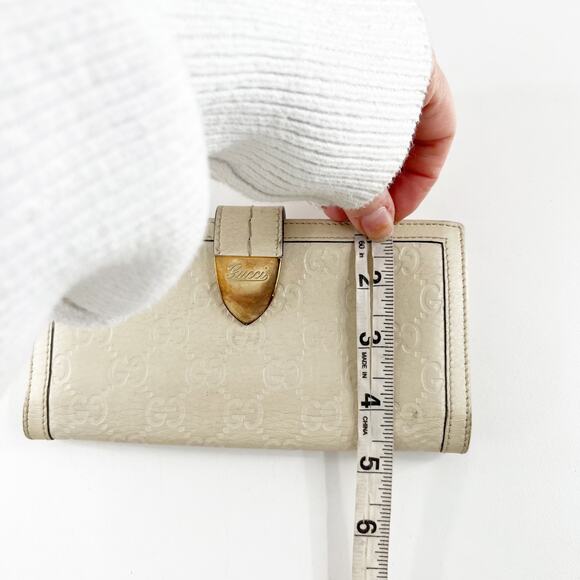 Gucci Guccissima GG Continental Long Rectangle Leather Wallet Cream - Picture 11 of 12